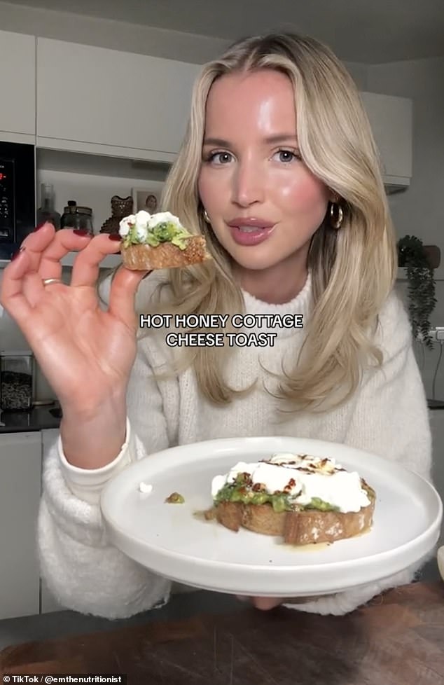 Emily English, a nutritionist who studied at King's College London, went viral for her version of warm honey cottage cheese toast, racking up more than 4 million views.