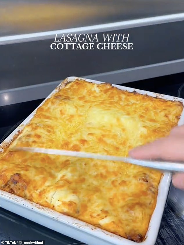 London-based TikToker @_cookwithmi made lasagna with cottage cheese and said it was 