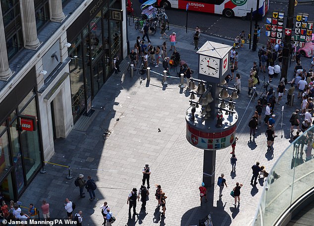 He added: 'Before he could jump out to go (there), two guys just happened to be passing by, and they grabbed him, threw him to the ground, and immediately the police arrived.'