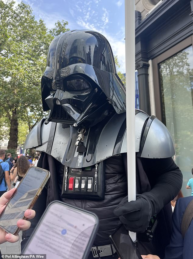 Desmond, 45 (pictured), who acts as Darth Vader in the square 