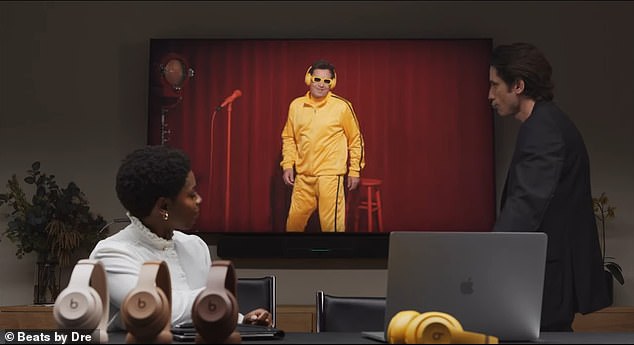 Jimmy's ad features the late-night host sporting a mustard yellow tracksuit with black detailing, which perfectly matches his mustard yellow Beats headphones.