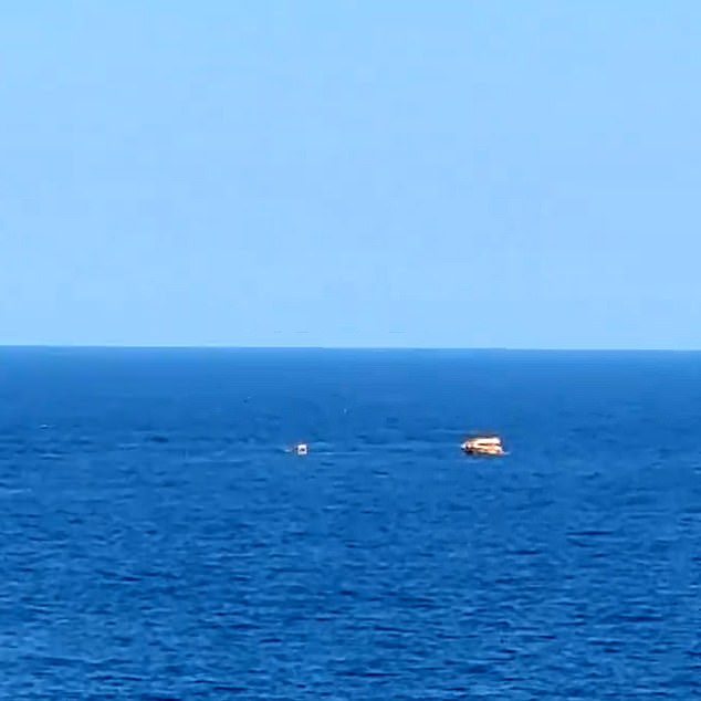 Search and rescue operations seen after a passenger on board a cruise ship, believed to be a British man, fell overboard