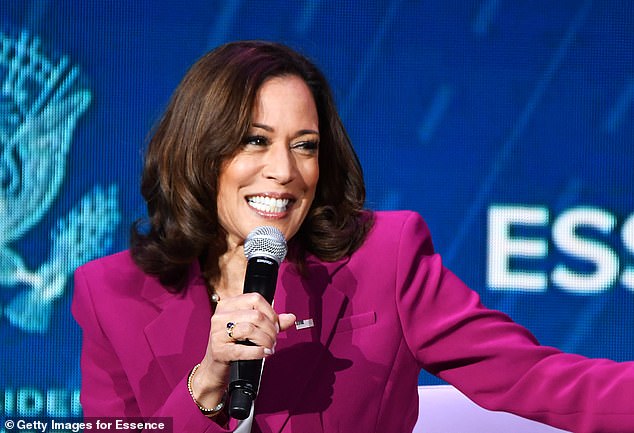 US Vice President Kamala Harris speaks on stage during the 2022 Essence Festival