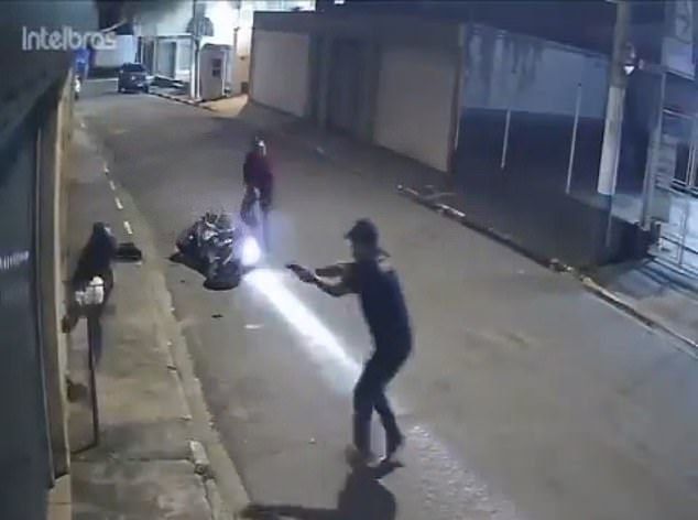 Otávio Ribeiro pointed the gun after disarming the 16-year-old and shooting him at least twice in Guarulhos, a city in the state of São Paulo in southeastern Brazil. The teenager was rushed to hospital and died