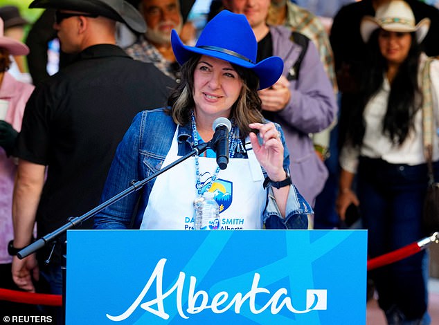 Andrés allegedly posted about a law passed in Alberta banning transgender women from competing in women's sports and attacked Alberta Premier Danielle Smith (pictured).