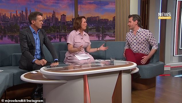 His ABC News Breakfast colleagues praised Nate for being open and honest about his anxiety. Pictured: Nate (right) with Lisa Millar (centre) and Michael Rowland