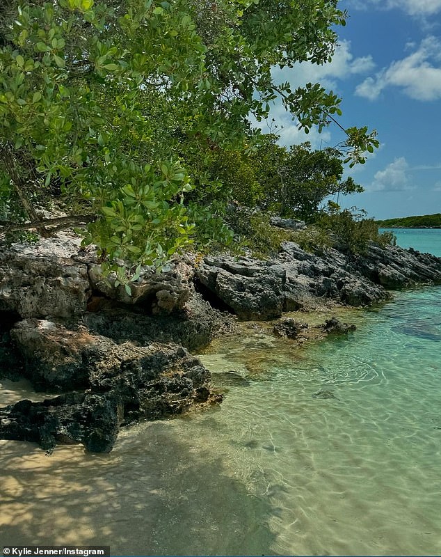 The billionaire included a beautiful photograph of the rocky coastline and clear blue water of the Bahamas.