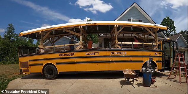 He cut the roof off and raised it to create a nine-foot ceiling to gain more space and accommodate two levels.