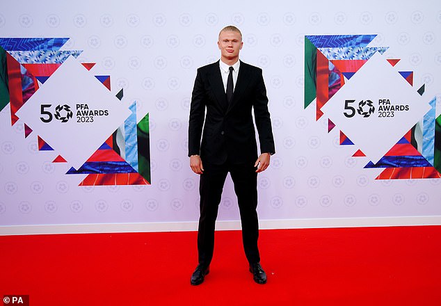 Haaland pictured at last year's PFA Awards, where he was named Player of the Year.