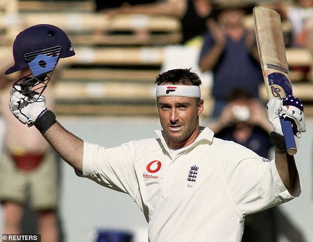 The Surrey left-handed batsman was a talisman for England and a hero to many who grew up watching cricket in the 1990s (pictured in March 2002 after hitting a double century in a Test match against New Zealand).