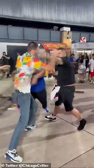 Much of the violence could be attributed to two men: a taller fighter in a brightly colored shirt and his shorter opponent wearing a white tank top.