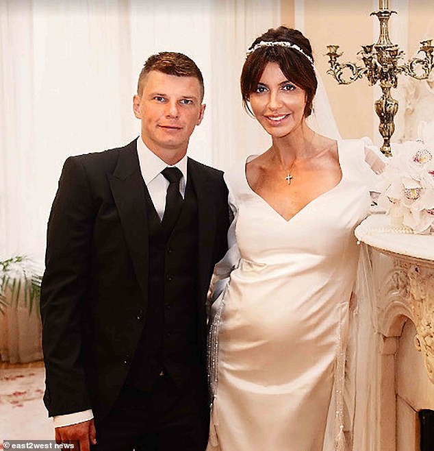 Kazmina, who married Russian winger Arshavin in 2016 (wedding pictured), watched in horror as her nose rotted away as her immune system turned against her own body and began eating away at her face.