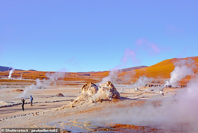 Charlotte visits the Tatio Geysers (above), where she watches plumes of white steam rise upwards.