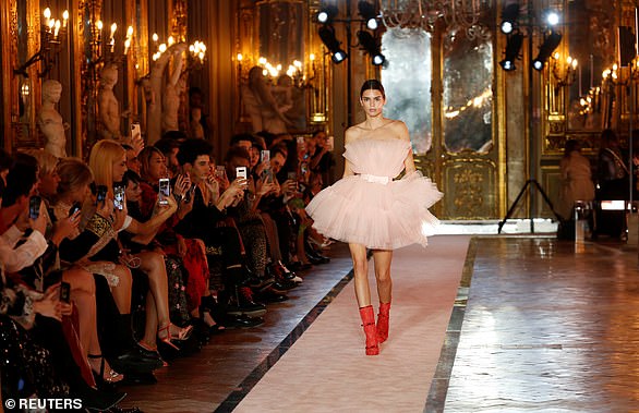 Haute couture: Kendall Jenner walks the catwalk in Rome last month