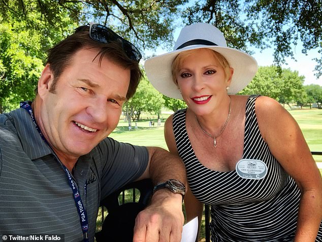 Sir Nick Faldo and his wife Lindsay de Marco smile for a photograph