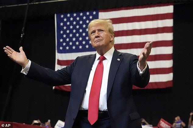 Republican presidential candidate former President Donald Trump arrives to speak at a campaign rally in Bozeman, Montana, Friday, Aug. 9, 2024.