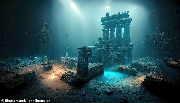 It is generally believed that the story about the world of Atlantis was first told 2,300 years ago by the Greek philosopher Plato, who invented it, but some fans of the story persist with the idea that it really existed (artist's impression).