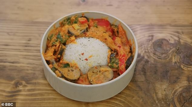 Snoochie's Cloche ingredient was aubergine and she made a curry (seen) but the judges were not impressed with the presentation.