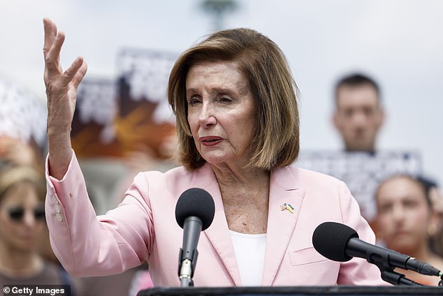 Ms Pelosi (pictured) sparked a major diplomatic incident with China in 2022 when she became the highest-ranking US politician in decades to visit Taiwan.