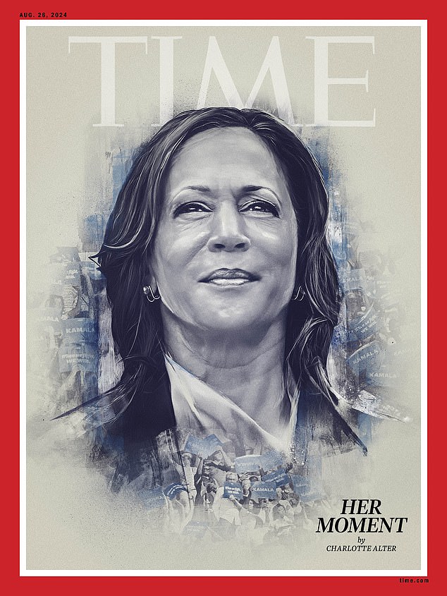 The former president was discussing a new Time magazine cover story about Harris