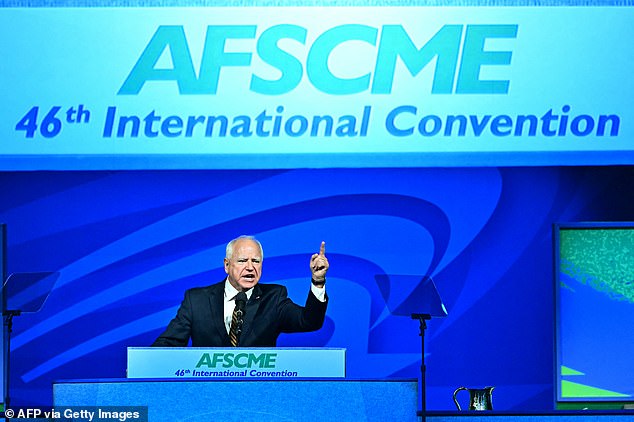 Walz used his appearance at the AFSCME convention in Los Angeles to attack Donald Trump's record as a businessman and as president.