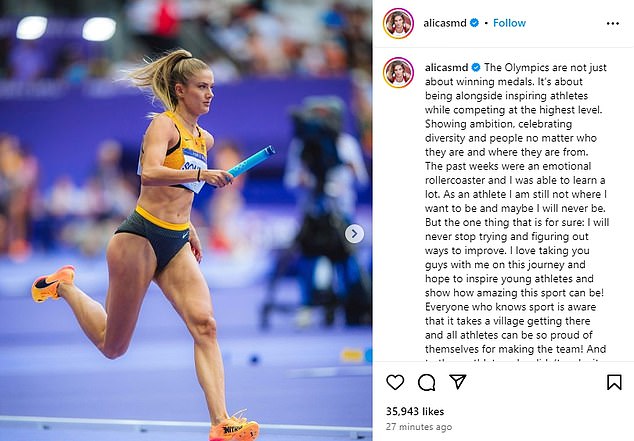 Schmidt has posted a heartfelt message on Instagram following the end of the Paris Olympics, describing the past few weeks as 