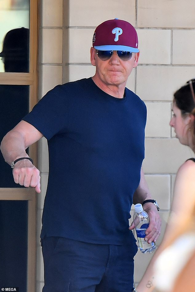 The Kitchen Nightmares star sported a baseball cap and a navy t-shirt with shorts for the outing, which she teamed with a pair of trainers.