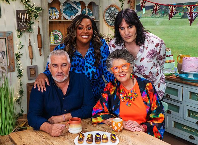 Paul has been a judge on the hit TV show Great British Bake Off since it began in 2010 (pictured with presenters Alison Hammond and Noel Fielding and fellow judge Prue Leith).