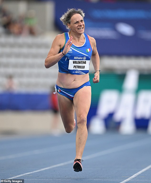 Valentina Petrillo of Italy competes in the women's 400m T12 final during day six of the Paris 2023 World Para Athletics Championships at the Stade Charlety on July 13, 2023 in Paris, France.