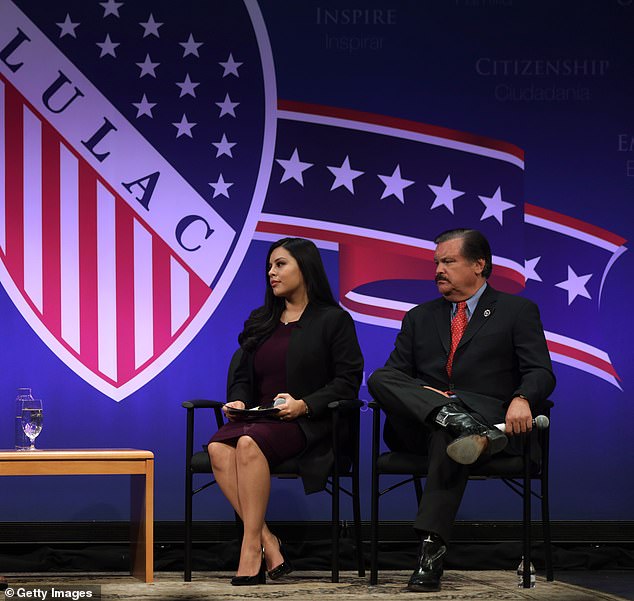 Telemundo news anchor Leticia Castro and former LULAC national president Domingo Garcia at an event