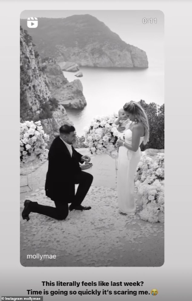 She posted a black and white video of the surprise engagement and wrote alongside it: 