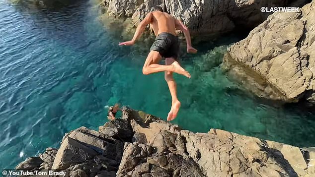 Brady jumped off some cliffs into the sea, but appeared to be unharmed.