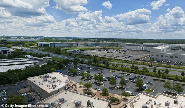 A data center is shown in Ashburn, Virginia, a town just over 30 miles northwest of Washington DC.