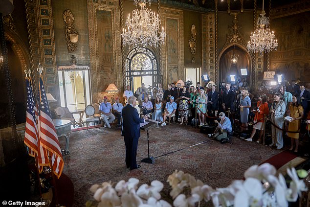 Former President Donald Trump held a news conference last week at his Mar-a-Lago club in Palm Beach, Florida. He will host reporters at his Bedminster, New Jersey, home on Thursday for another news conference.