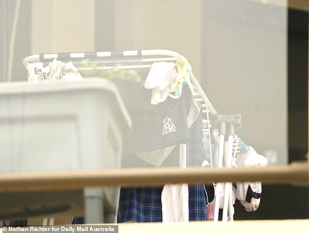 In a heartbreaking reminder of the domestic tragedy, some of Sophie's school uniform items could be seen drying on the clothesline on the balcony at the back of the house (pictured).