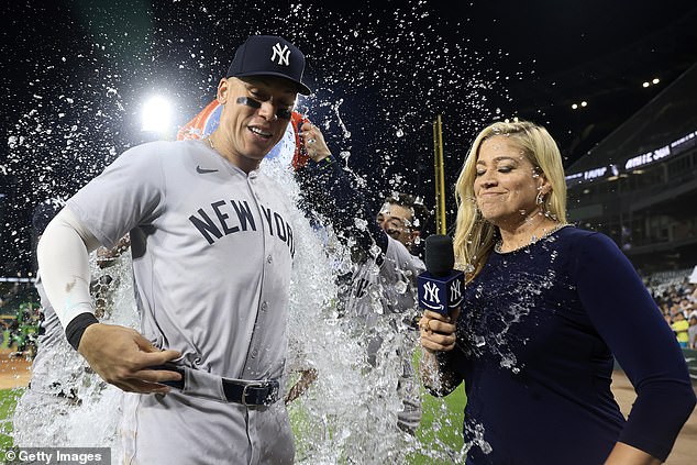 Judge was sprayed with water after the win over the White Sox due to his home run