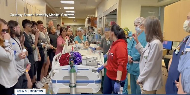 More than 100 people showed up at Banner-University Medical Center for her honor walk.