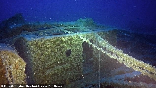 This photo shows the aft accommodation on the wreck of the SS Arcadian.