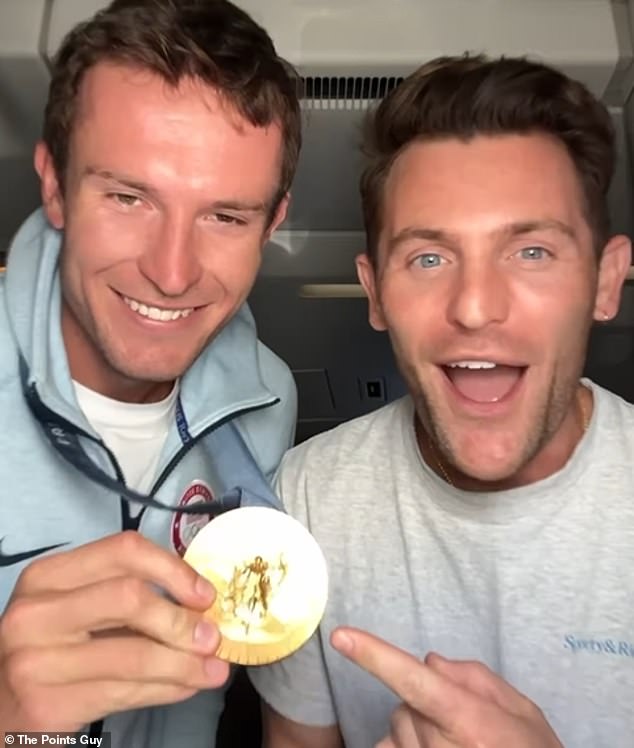 Nicky Kelvin from The Points Guy was offered a seat on board and filmed the entire extraordinary experience. He is pictured with fellow gold medallist rower Liam Corrigan.