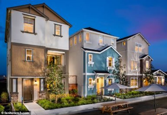 The developers, HomeFed Fanita Rancho LLC, plan to appeal the decision. It also added that the project would have contributed $2.6 million to the city's affordable housing crisis (pictured: mock-ups of homes)