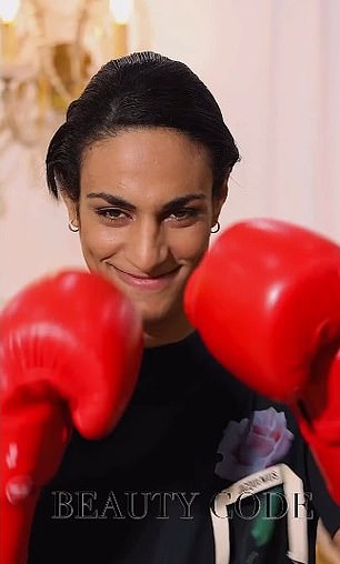 The clip, uploaded to social media, begins with the fighter punching towards the camera and smiling.