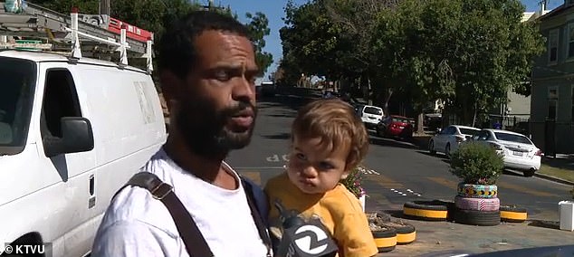 Odelson Souza (pictured) told KUTV his 2-year-old son nearly collided with a car that was speeding down the sidewalk.