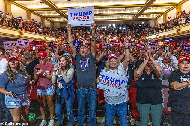 Trump supporters attended Trump's event in Asheville on August 14, where he was scheduled to speak about the economy.