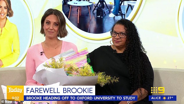 The 37-year-old news and entertainment reporter, who began working with the Channel Nine morning show in January 2023, received flowers from her colleagues as she gave a heartfelt statement live on air. She is pictured with her mother Leonie