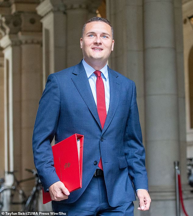 The Labour Party has granted GPs a 7.4 per cent funding increase (pictured: Health Secretary Wes Streeting)