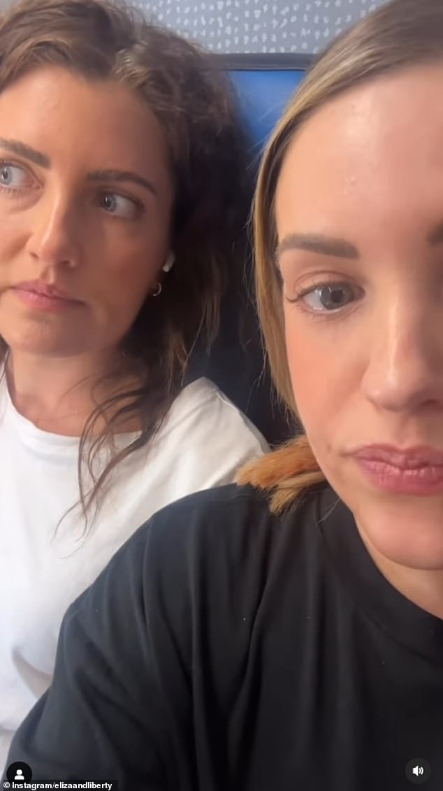 The 38-year-old reality star shared a video on Instagram in which she revealed that she felt disgusted after the man sitting next to her on a flight had a prolonged coughing fit and spit up phlegm. (She is pictured with her sister Liberty at the airport.)