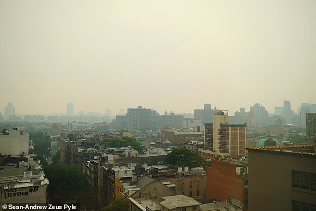 As smoke drifted across the northeast coast, the sky appeared yellowish and hazy, evoking fears of last year's wildfire.