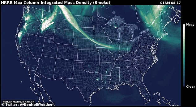 Ben Noll, a meteorologist at the National Institute of Water and Atmospheric Research, posted a graphic depicting the smoke's path.