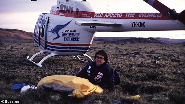 Smith became the first person to fly solo around the world in a helicopter in the 1980s. Above, the Dick Smith Australian Explorer