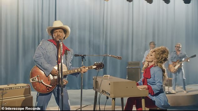 The cover and music video featured the duo dressed in coordinating his-and-hers Western-inspired blue and red looks.